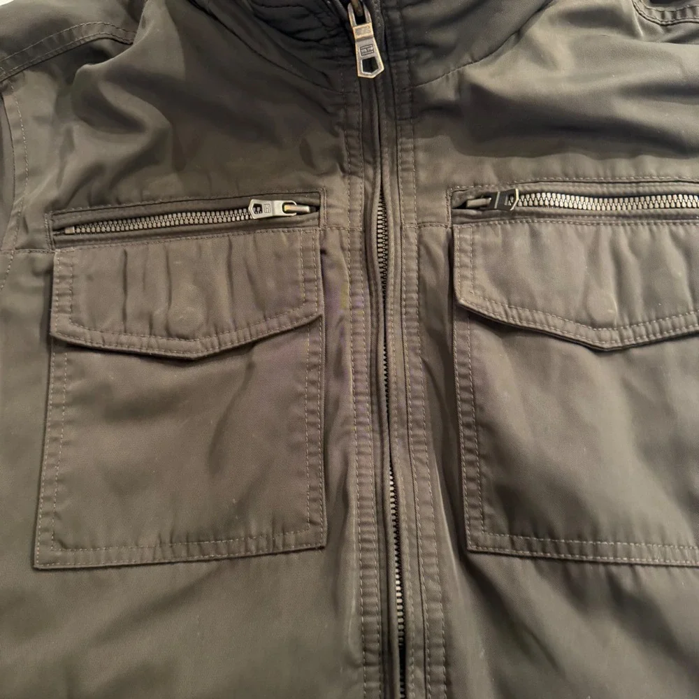 Tommy Hilfiger Mens Full Zip Bomber‎ Jacket Hidden Hood Small